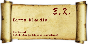 Birta Klaudia névjegykártya